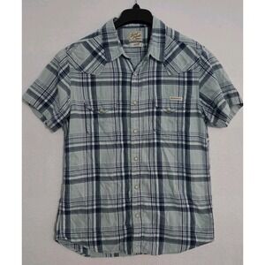 Lucky Brand Men's S Plaid Short Sleeve Button-Up Shirt Pearl Snap Western